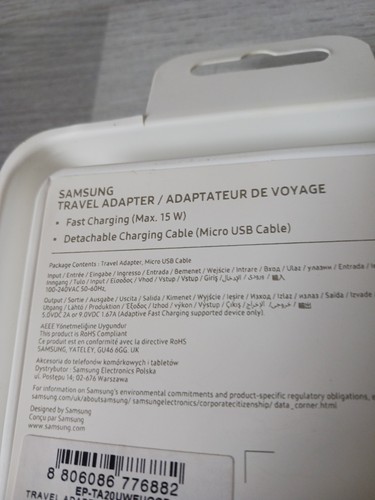 Samsung Travel Adapter 15w Fast Charge Micro USB Cable Box Opened Never Used - 第 4/9 張圖片