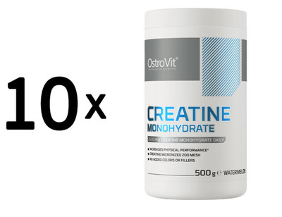 10 x OstroVit Creatine Monohydrate, Watermelon - 500g (18,99 EUR/kg)