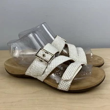 Vionic Women’s Size 8.0 Skylar White Scale Textured Slide Sandals Buckle