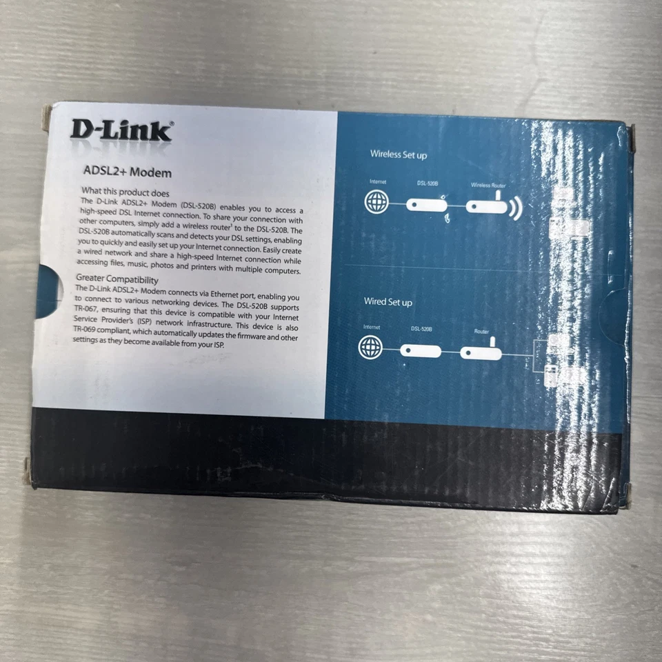 D-Link DSL-520B ADSL2+ Modem Broadband Complete In Box Tested Works - Image 3 of 4