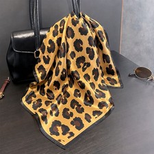100 Silk Scarf Women Fashion Leopard print Kerchief Small Square Wrap