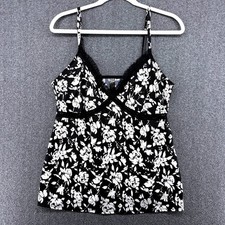 Marilyn Monroe Intimates XL Black White Floral Lace Trim Cami Top Y2K Coquette