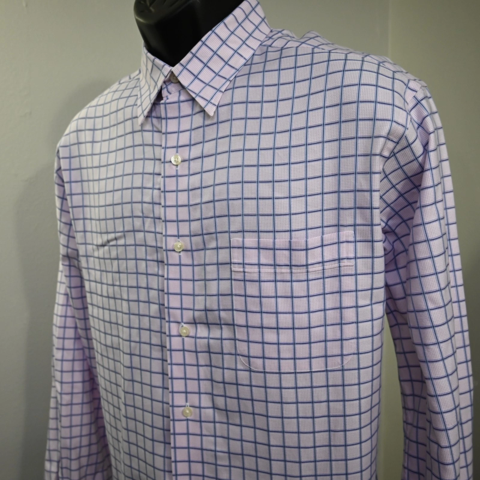 Tommy Bahama Hawaiian Dress Shirt Plaid Long Sleeve Button Up Men 16 34-35 Large