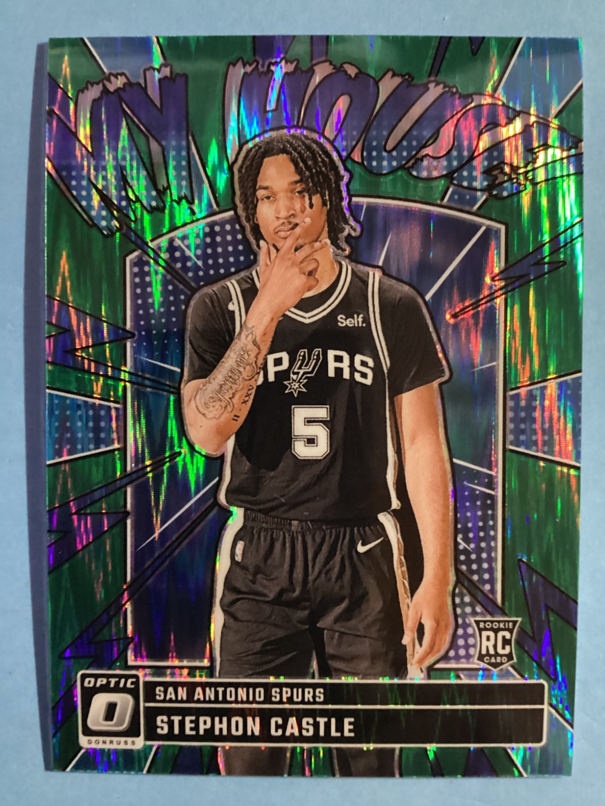 Stephon Castle 2024-25 Donruss Optic /149 !! MY HOUSE Green Shock #16 (RC) Spurs