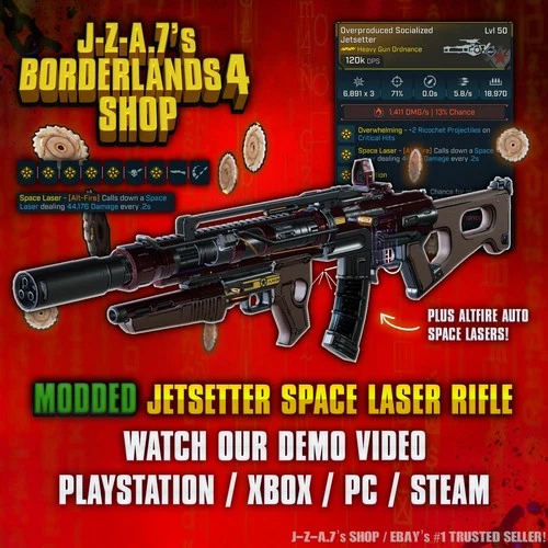 Borderlands 4✨ MODDED 120K DPS JETSETTER SPACE LASER RIFLE AR BL4 ✅PC-PS-XBOX✨