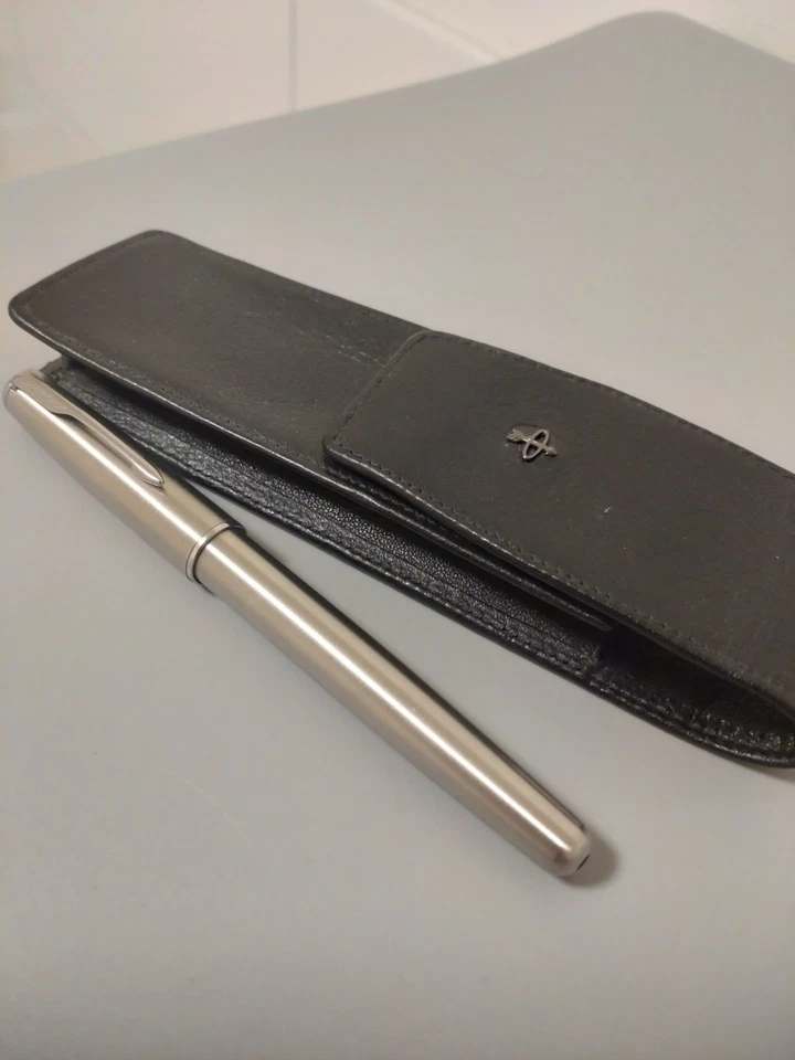 Vintage Parker Füllfederhalter Sonnet im Echt Leder Etui Made in France  - Bild 2 von 4