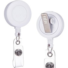 QREEL - 10 Pack - Retractable ID Name Badge Holder Reels with 10 Pack, White