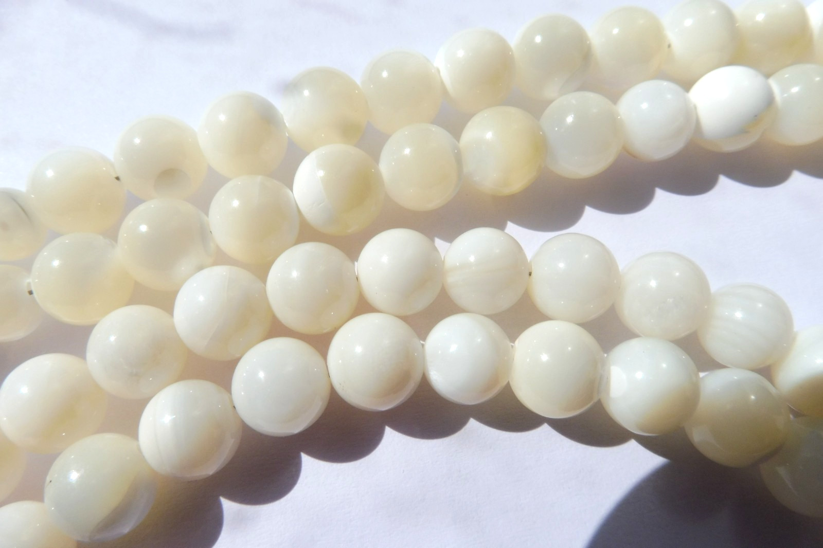 Collier de nacre véritable 2 rangs perles 8mm avec fermoir en macre pour femme - 4
