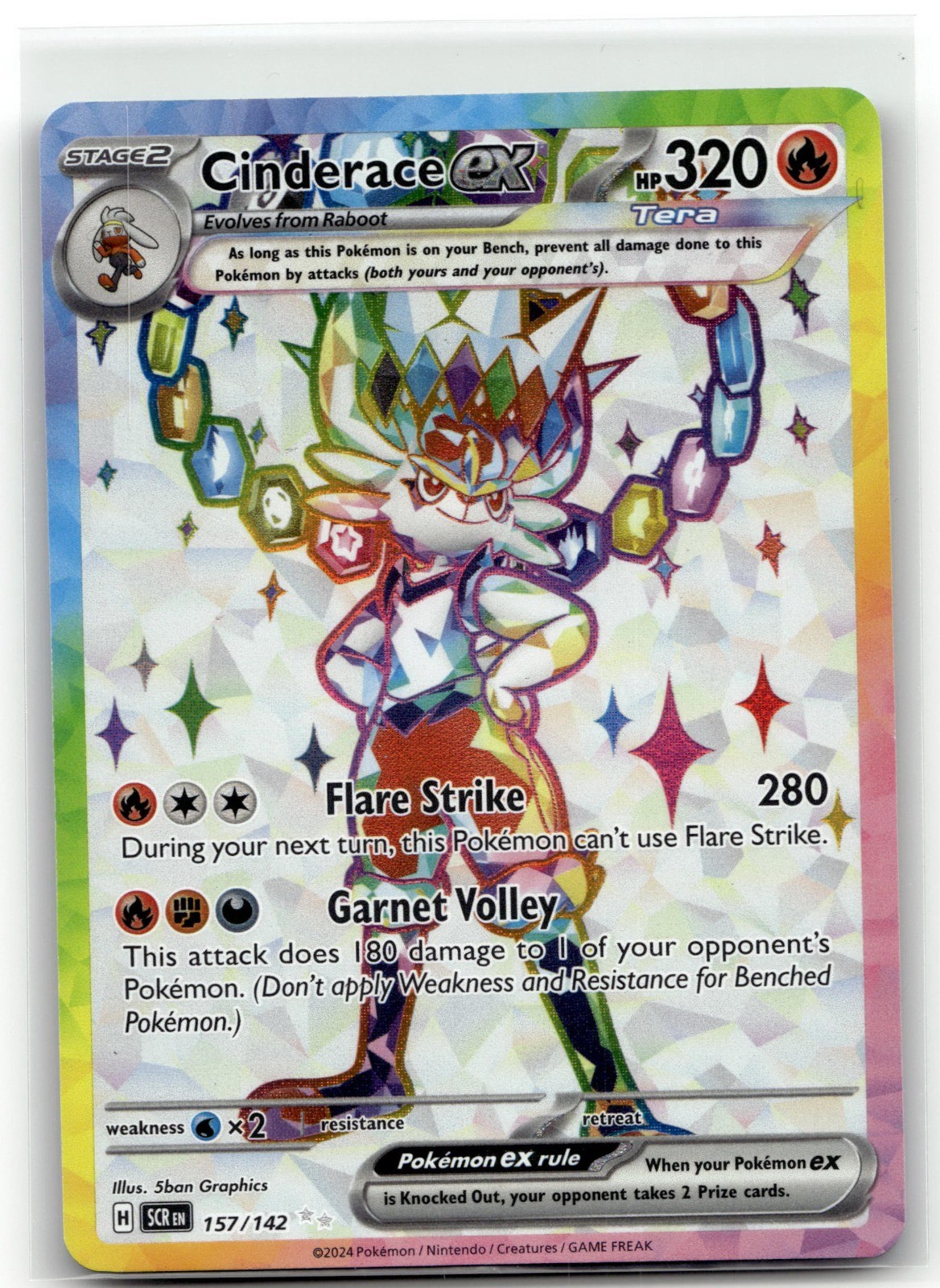 Cinderace ex Holo Ultra Rare SV07: Stellar Crown 157/142 NM