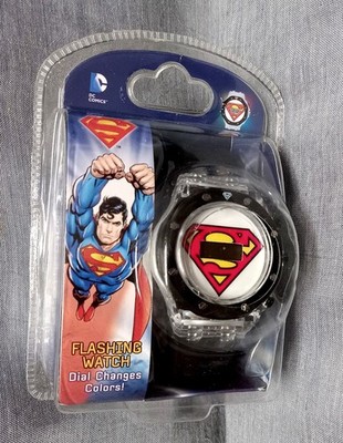 Superman Logo Flashing Lights Kids' LCD Watch ~Dial Changes Colors
