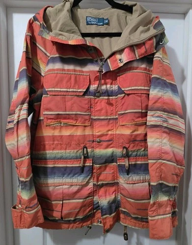 Polo Native Anorak M RARE 🔥  Southwestern Indian Wing Stadium Jacket Coat  video thumbnail