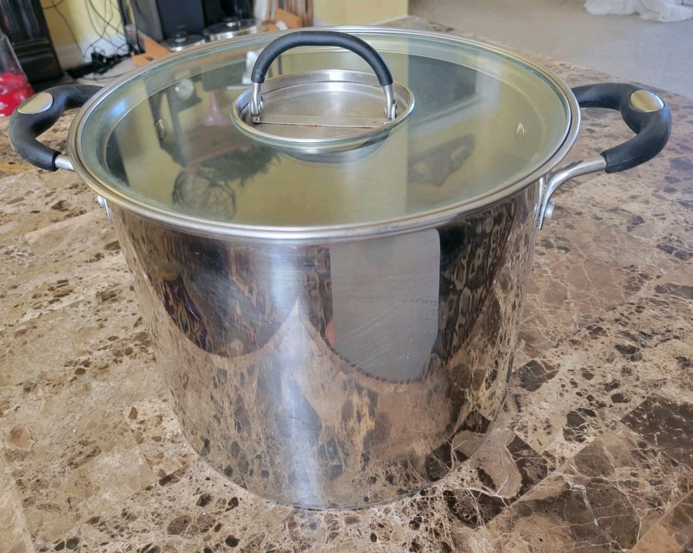 Tramontina Professional 12 Qt Stockpot 18/10 Stainless Steel w/ Lid Silic. Handl