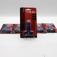 Lot of 5 FOX 40 Classic Whistle NBA NCAA NFL Cushioned Mouth Grip Lanyard Blue