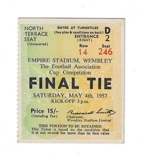 1957 FA Cup Final Manchester United/Man Utd v Aston Villa TICKET