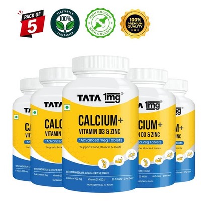 5 Pack TAT.A 1mg Calcium D3 Zinc Tablets 450 Count