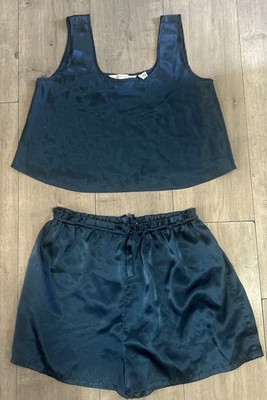 Victorias Secret blue satin camisole and shorts pajama set SizeM