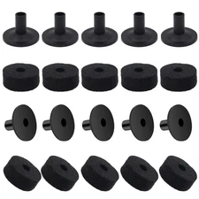 10pcs Black Cymbal Stand Sleeves, 10pcs Felt Pads, 20pcs Set, Replacement
