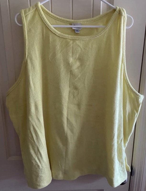 Terry Cloth Tank Top A New Day Women's Plus Size 3X Yellow Summer Casual Beach