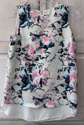 Cooper & Ella Multicolor Sleeveless Floral Layered Blouse Size Small