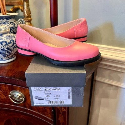 NWB ECCO Sculpted LX 15 Leather Ballerina Flats in Pink Size 39