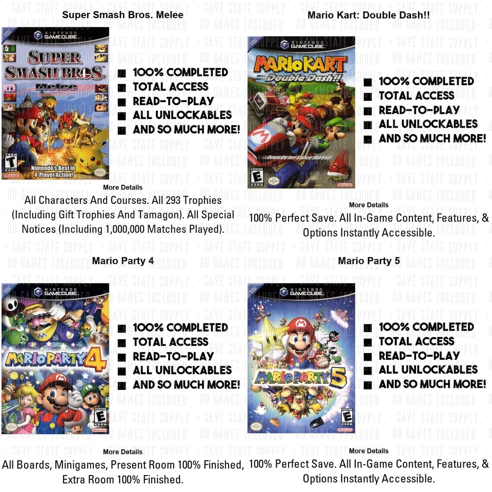 Smash Melee Mario Kart Sunshine Luigis Mansion Kirby Animal Crossing Memory Card - Image 2 of 4