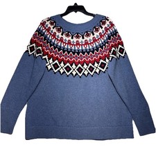 Vtg Chaps Unisex Pullover Sweater Multicolor Blue Red White XL