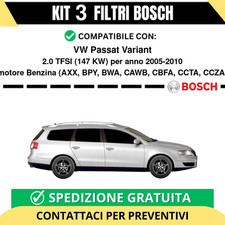 KIT BOSCH 3 Filtri tagliando per VW Passat Variant 2.0 TFSI 147 kw Benzina 20...