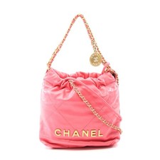 Chanel 22 Mini Leather Shoulder Bag Women Pink One Size