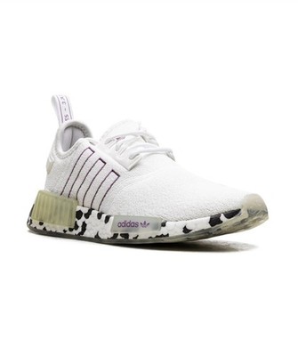 ADIDAS Women s Size US 8, NMD_R1 White Active Purple Spotted Trainers 
