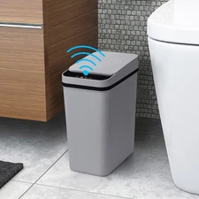 Grey 2.2G Smart Touchless Bathroom Trash Can, Automatic Motion Sensor, Narrow