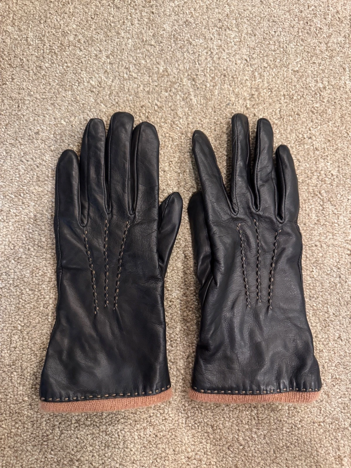 Brooks Brothers 346 cashmere and leather gloves, women's large