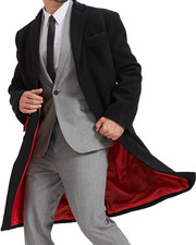 THE PLATINUM TAILOR Black Wool Cashmere Covert Overcoat Size 48 RRP £140