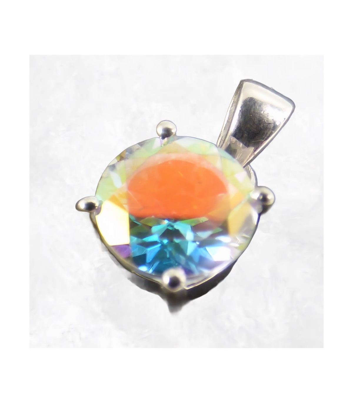Pendentif en pierre naturelle topaze facettée ronde AW59.4, éclat premium et haute joaillerie