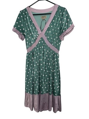 Lindy Bop Ariadne' Green Polka Dot Tea Dress Size 10