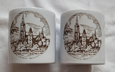 2 Waechtersbach Keramik Ulm/Donau Donauansicht Tassen W.Germany