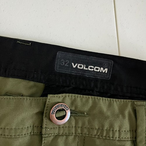 Volcom Chino Shorts Men's Size 32 Olive Green Flat Front Zip Fly Stretch - Picture 10 of 10