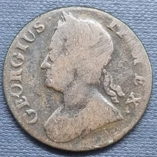 1748 Georgius III Rex British Britannia Colonial Copper Token Coin #89009