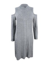 Jessica Howard Women's Cold-Shoulder Sweater Dress (XL, Silver) 828659707794