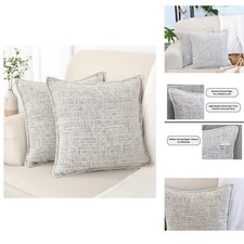 Oveesha 16x16 Pillow Covers Cream White Black Set 2, Decor Pillow Covers