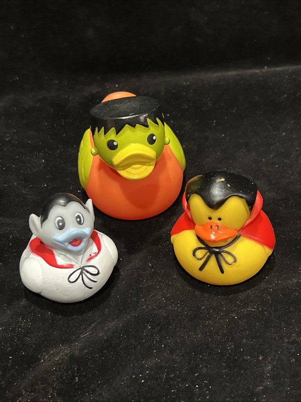 Set of 3 Classic Halloween Frankenstein Monster +2 DRACS Rubber Duckies Bath Toy