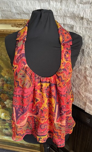 Free People Hippie Boho Print Halter Tank Top Blouse Size Small - Bild 3 von 12