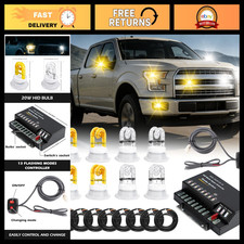 Emergency White Amber Hid Strobe Light Kit - 8pcs Hideaway Lights For Safety Emergency White Amber Hid Strobe Light Kit - 8pcs Hideaway Lights For Safety