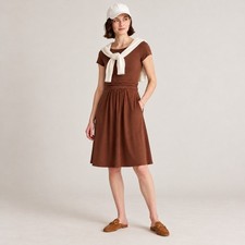 Quince Tencel Jersey Ruched Waist Dress Pockets Womens Size Small Brown Comfort