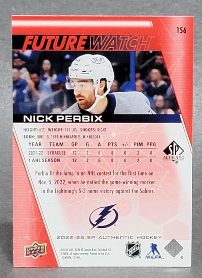 2022-23 SP Authentic Limited Red #156 Nick Perbix - Image 2 of 2