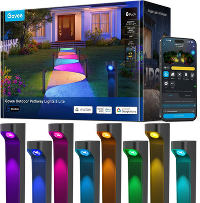 Govee Outdoor Pathway Lights 2 Lite 8 Pack, IP67 Waterproof, 16 Million Colors,