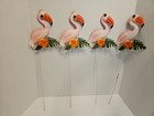 Rustic Metal Flamingos Yard Art/Metal Stakes/Lot of 4  23"  Bird is 7"x9"