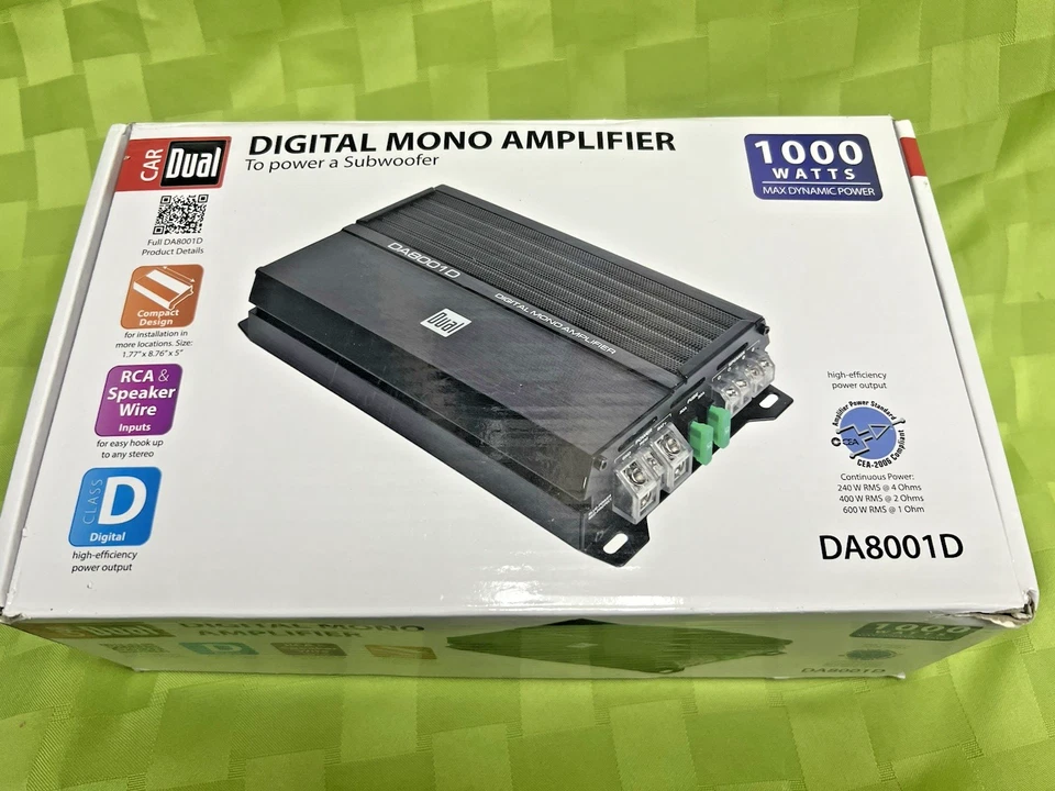Dual DA8001D Digital Mono Amplifier 1000-Watt Max NEW IN ORIGINAL BOX FREE SHIP - Image 2 of 4