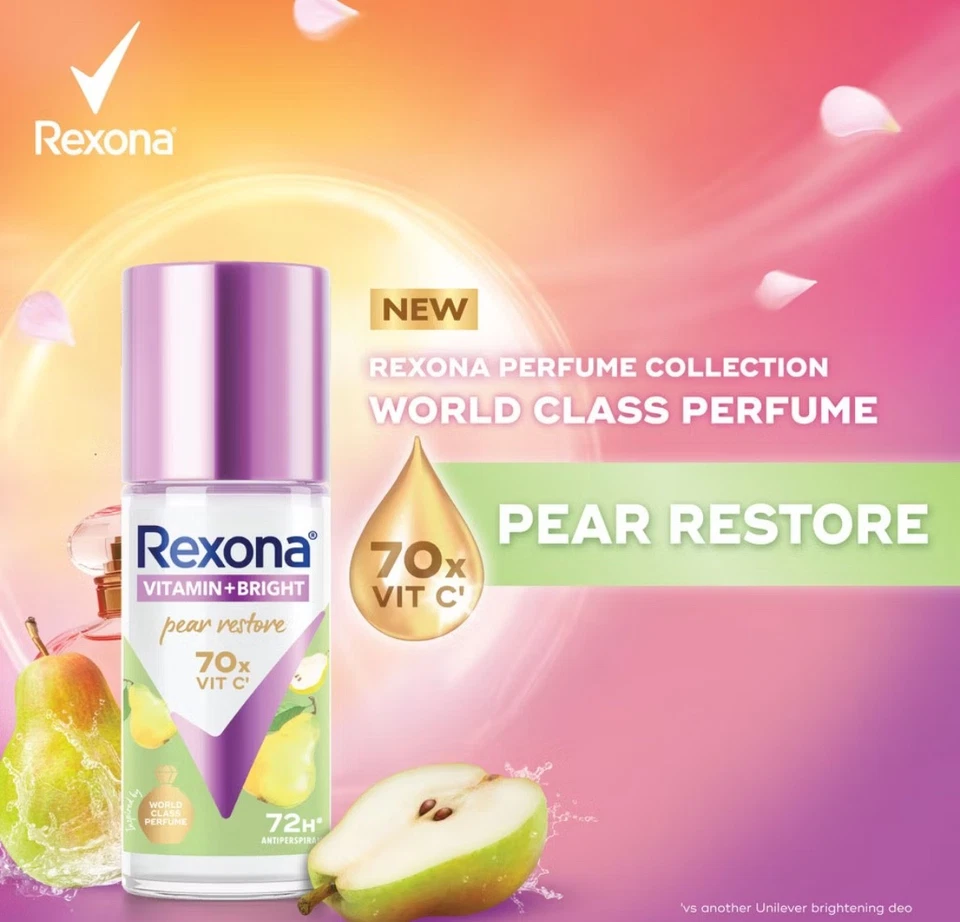 Desodorante roll on restaurador pera brillante vitamina REXONA 2x45 ml Foto 2 de 3