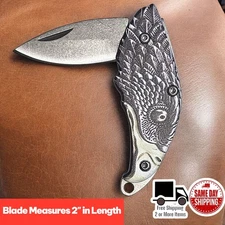 Eagle Print 4.25" Stainless Mini Manual Pocket Folding Knife Camping Woodwork