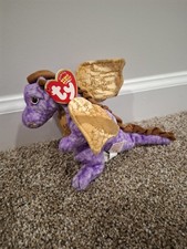 TY Beanie Babies LEGEND the Purple Dragon Stuffed Animal Plush Toy
